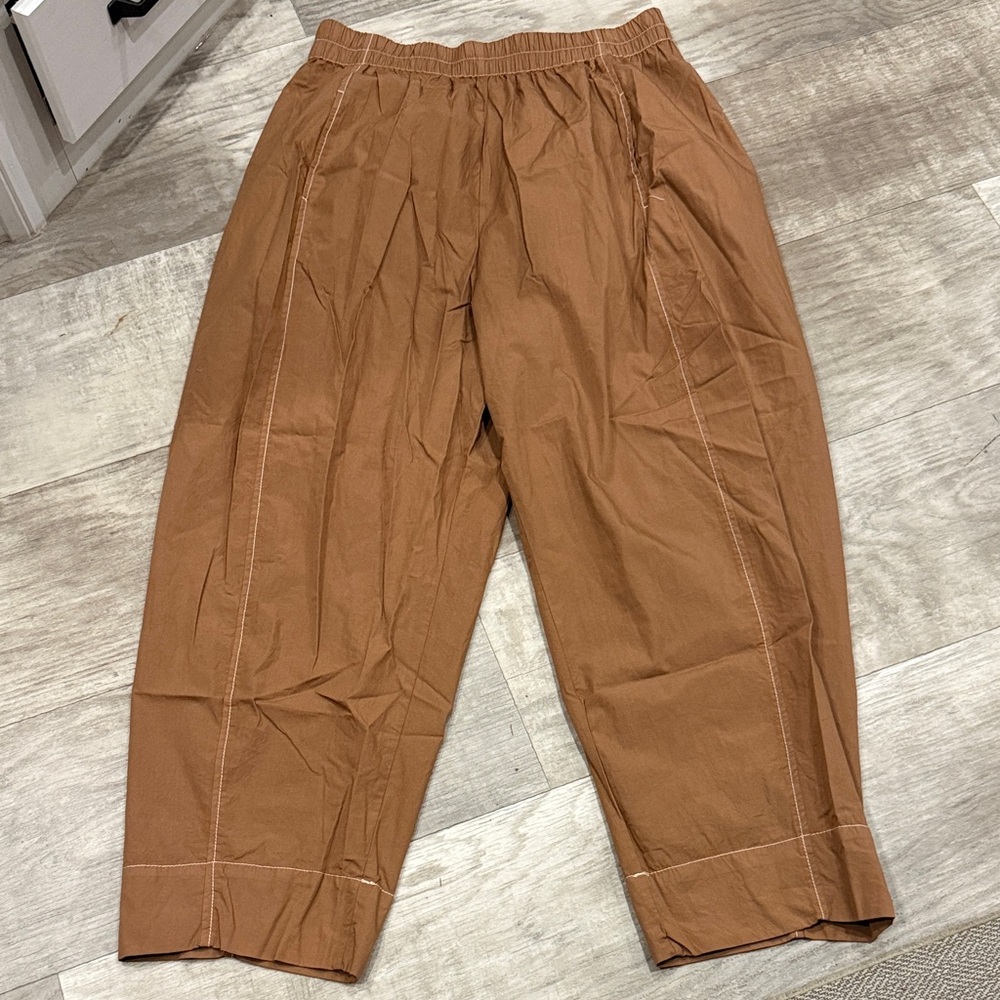 Free People Brown Wide-Leg Cropped Pants